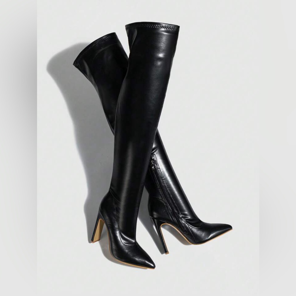 Black knee high boots